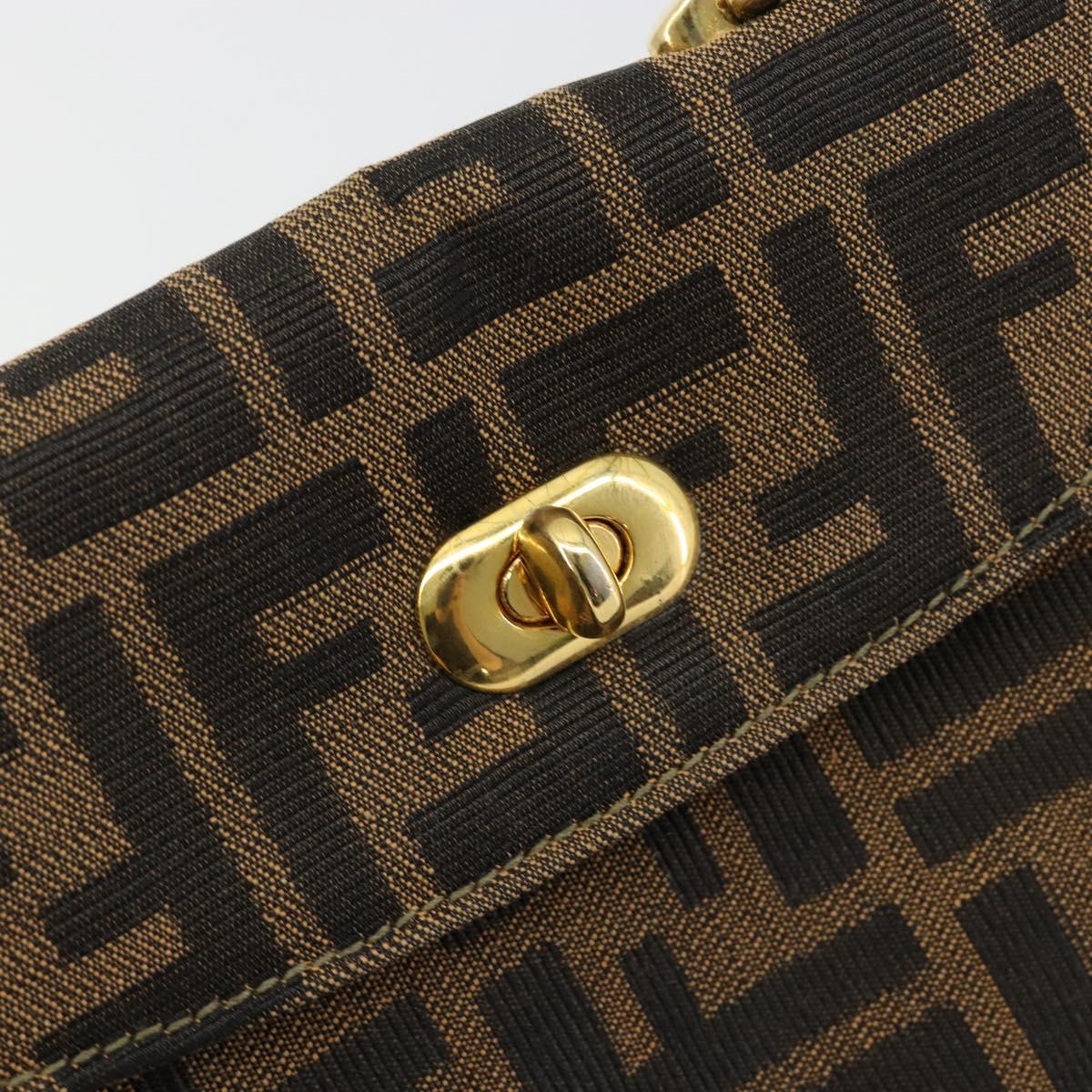 FENDI Zucca Canvas Hand Bag Black Brown Auth 180302A