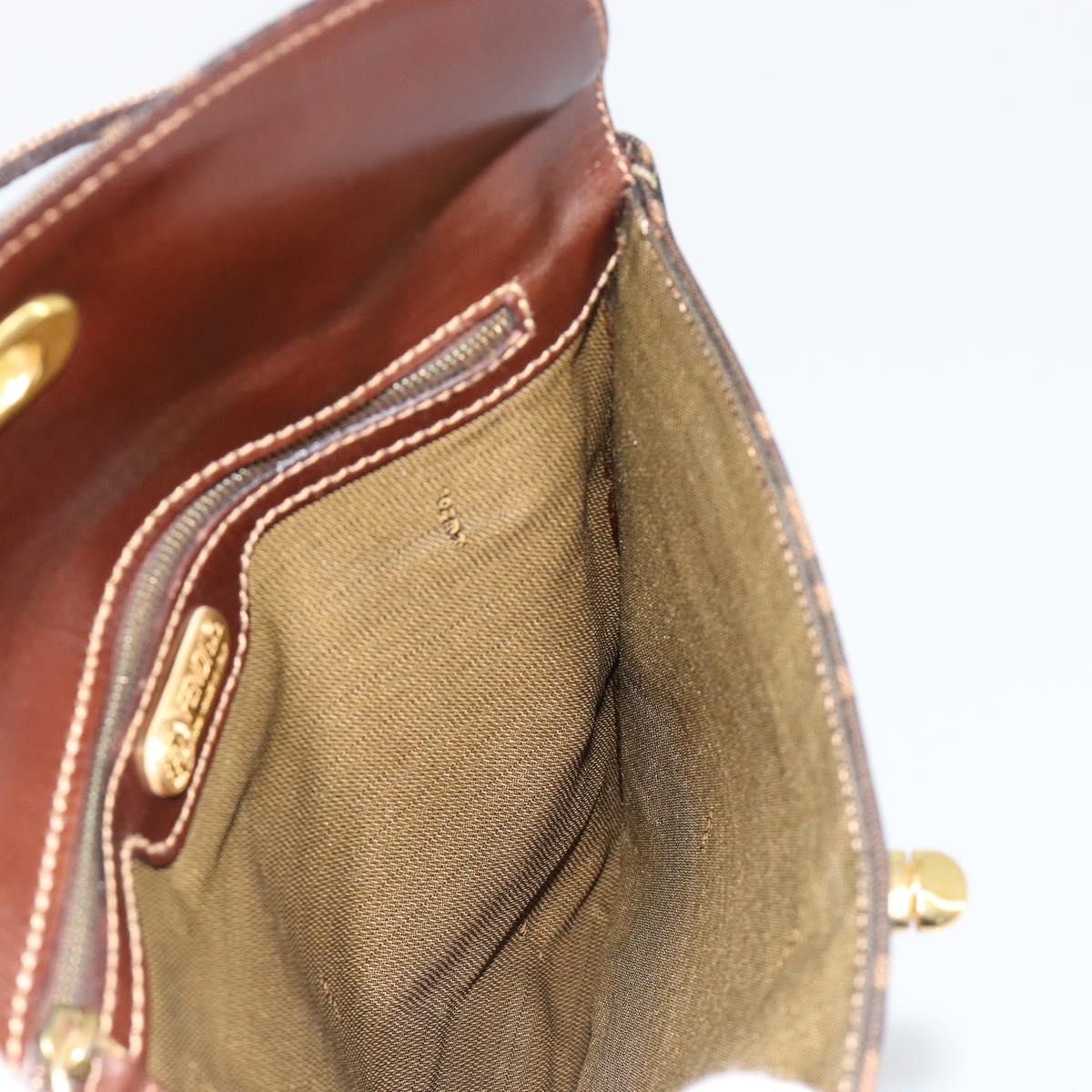 FENDI Zucca Canvas Hand Bag Black Brown Auth 180302A