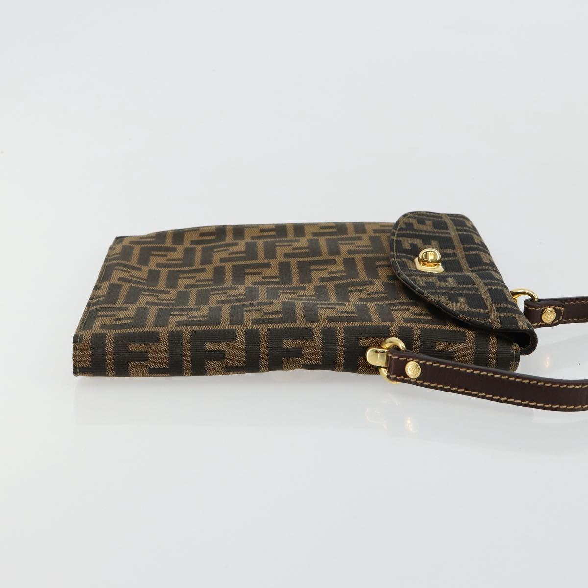 FENDI Zucca Canvas Hand Bag Black Brown Auth 180302A