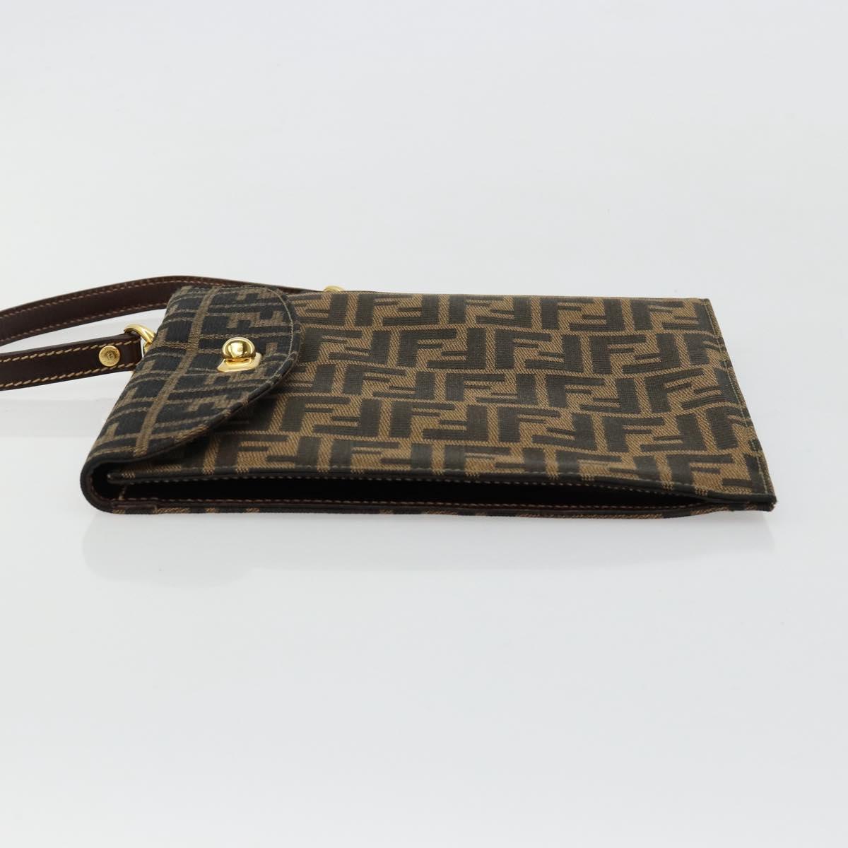 FENDI Zucca Canvas Hand Bag Black Brown Auth 180302A