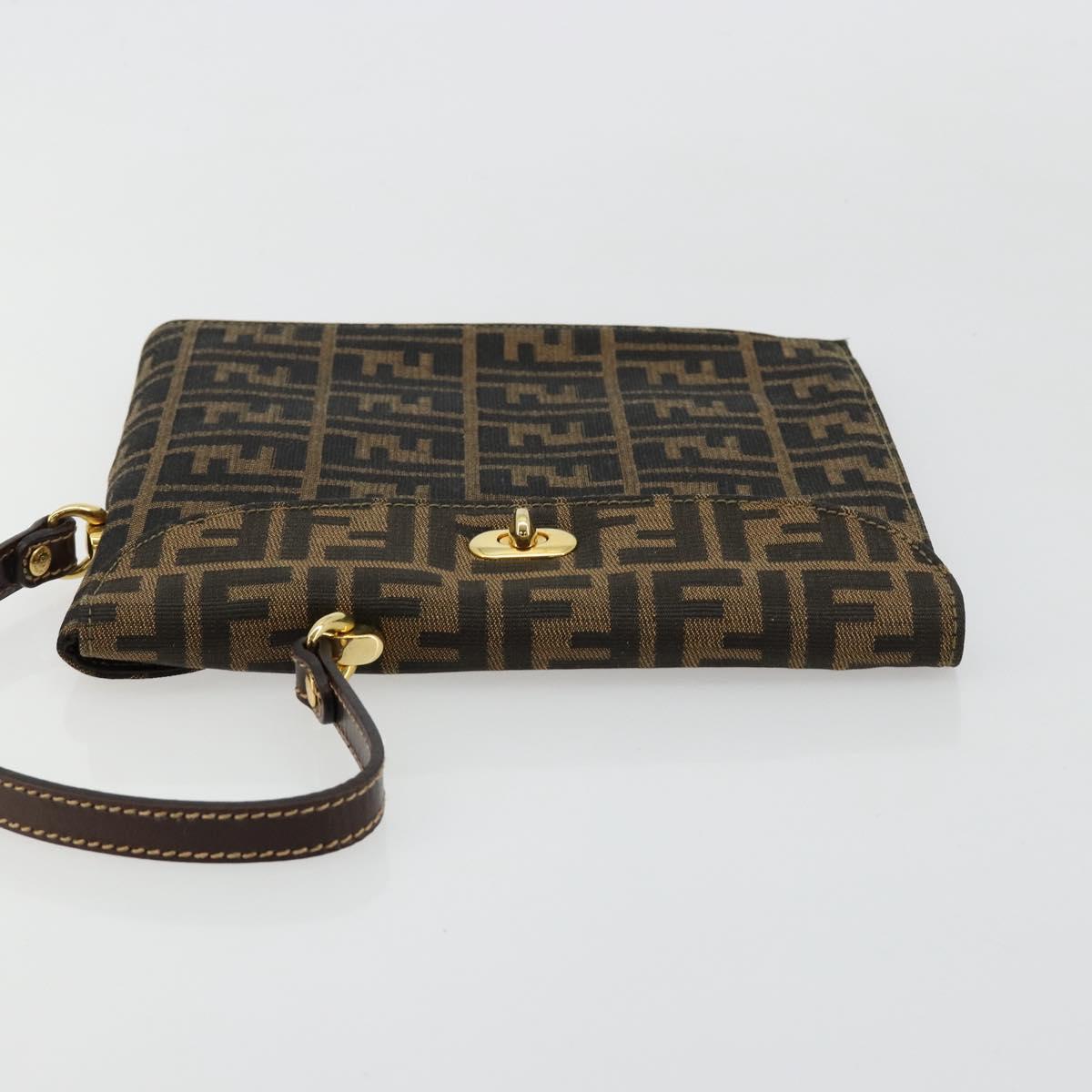 FENDI Zucca Canvas Hand Bag Black Brown Auth 180302A