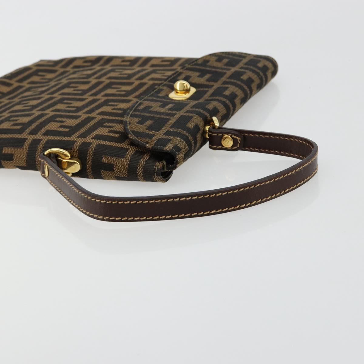 FENDI Zucca Canvas Hand Bag Black Brown Auth 180302A
