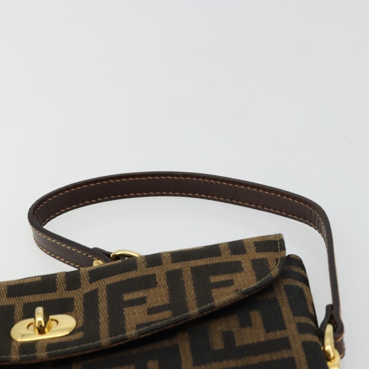 FENDI Zucca Canvas Hand Bag Black Brown Auth 180302A