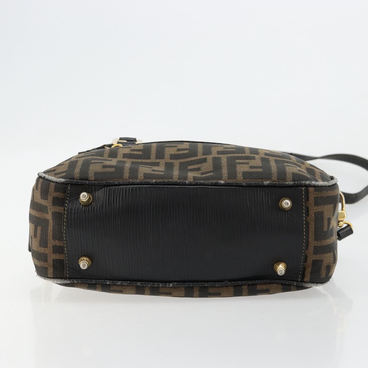 FENDI Zucca Canvas Hand Bag 2way Black Brown Auth 180303