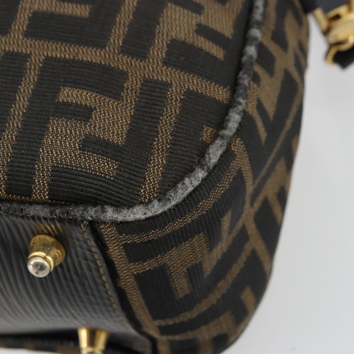 FENDI Zucca Canvas Hand Bag 2way Black Brown Auth 180303