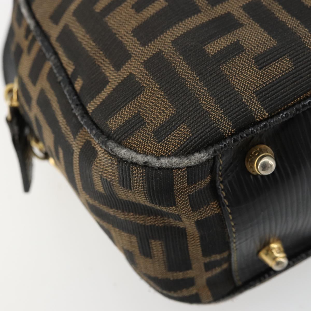 FENDI Zucca Canvas Hand Bag 2way Black Brown Auth 180303