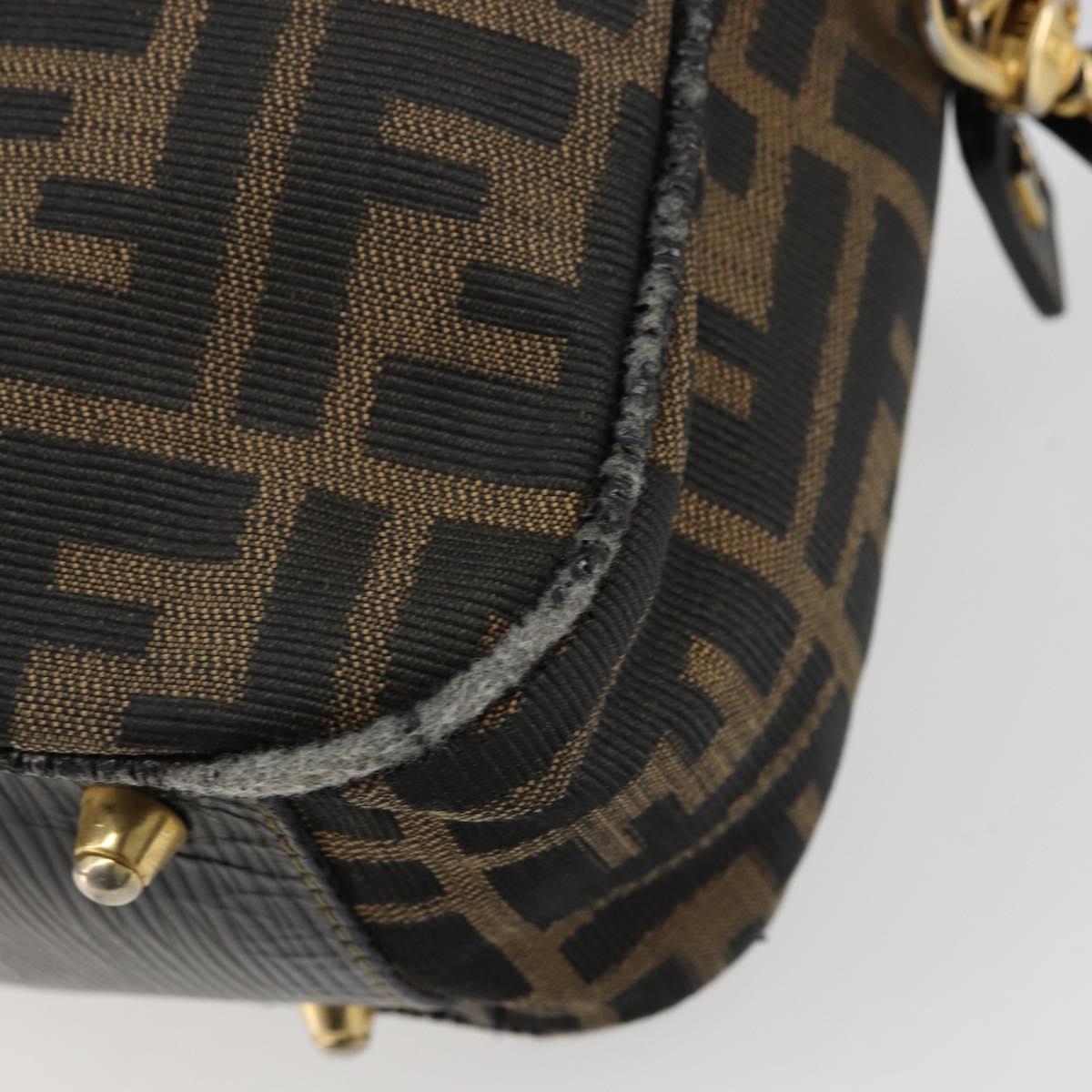 FENDI Zucca Canvas Hand Bag 2way Black Brown Auth 180303