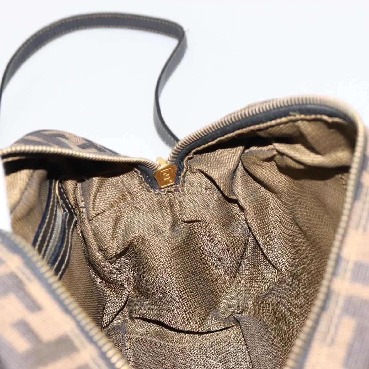 FENDI Zucca Canvas Hand Bag 2way Black Brown Auth 180303