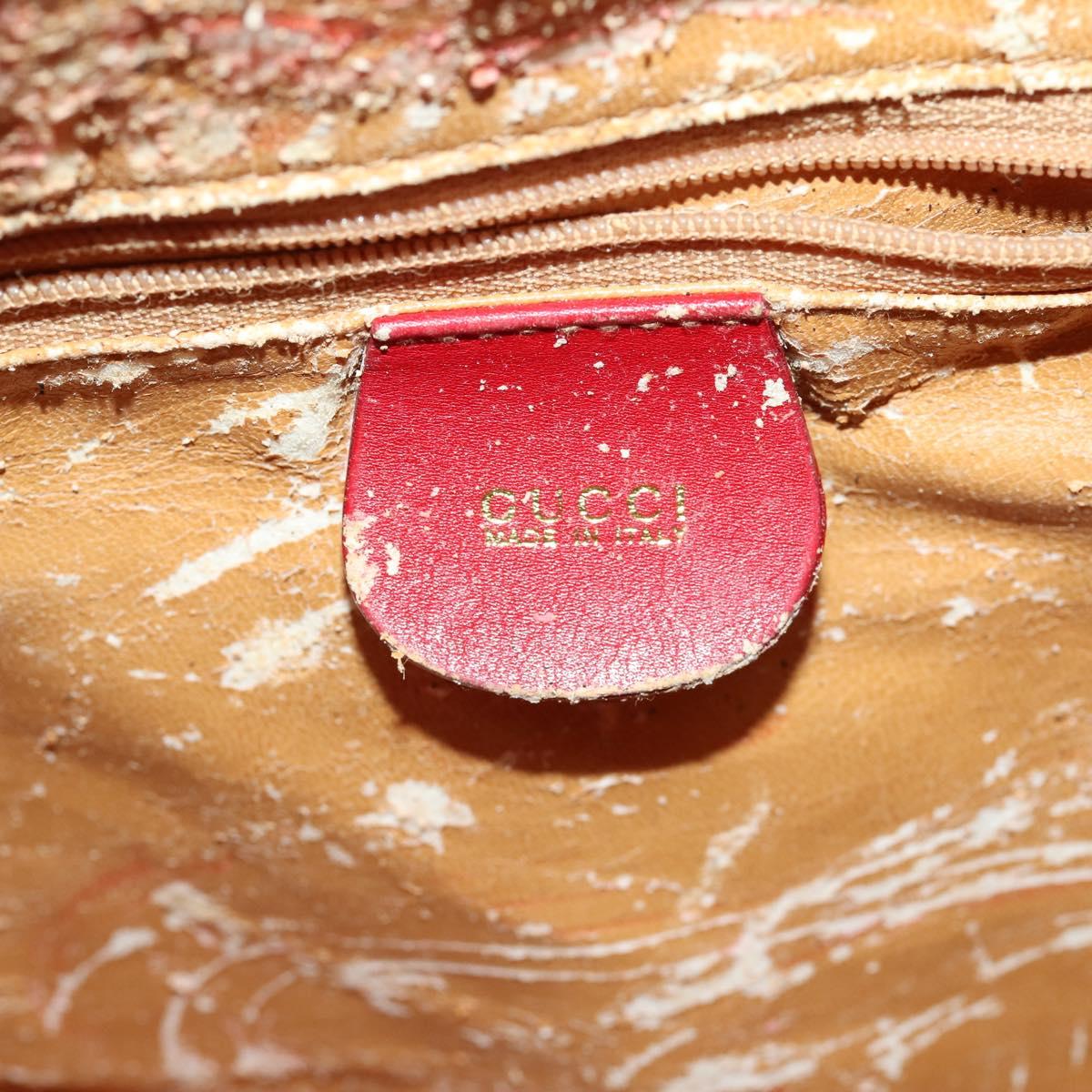 GUCCI Bamboo Shoulder Bag Leather 2way Red Gold 001 1638 Auth 180304