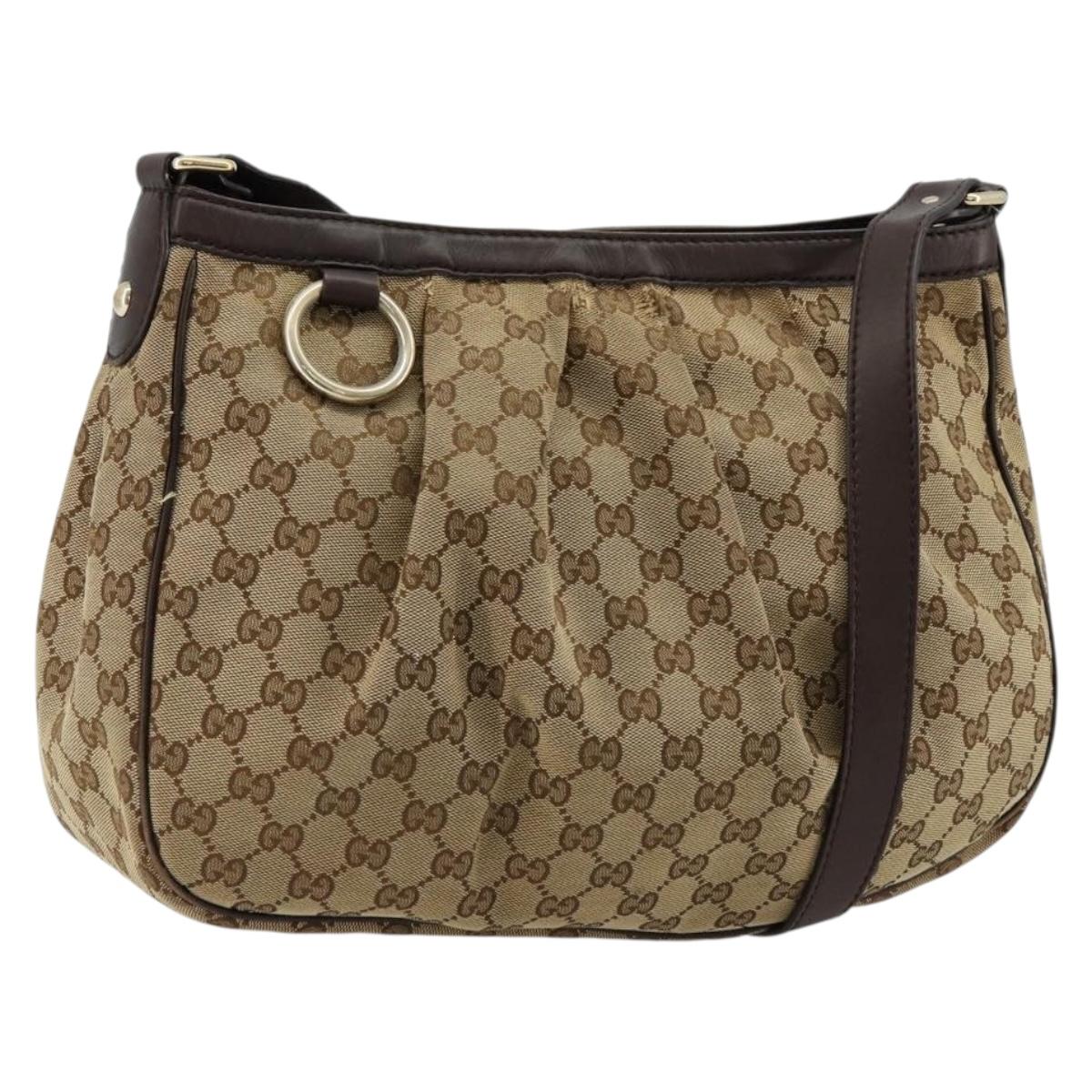 GUCCI GG Canvas Sukey Shoulder Bag Beige Gold 296834 Auth 180306