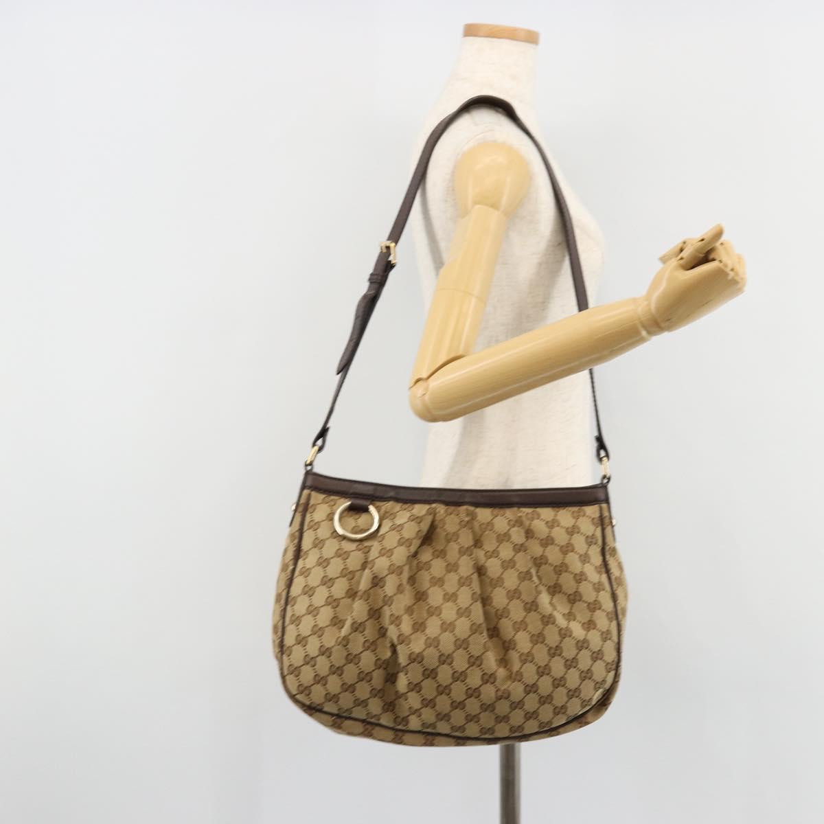 GUCCI GG Canvas Sukey Shoulder Bag Beige Gold 296834 Auth 180306