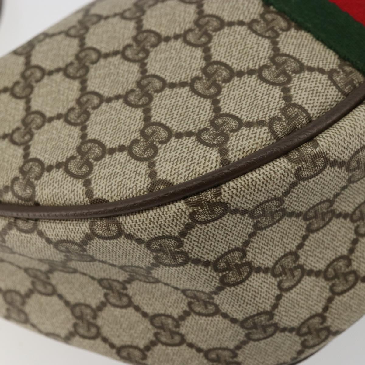 GUCCI GG Supreme Web Sherry Line Bag PVC Beige Gold 10 01 3840 Auth 180307