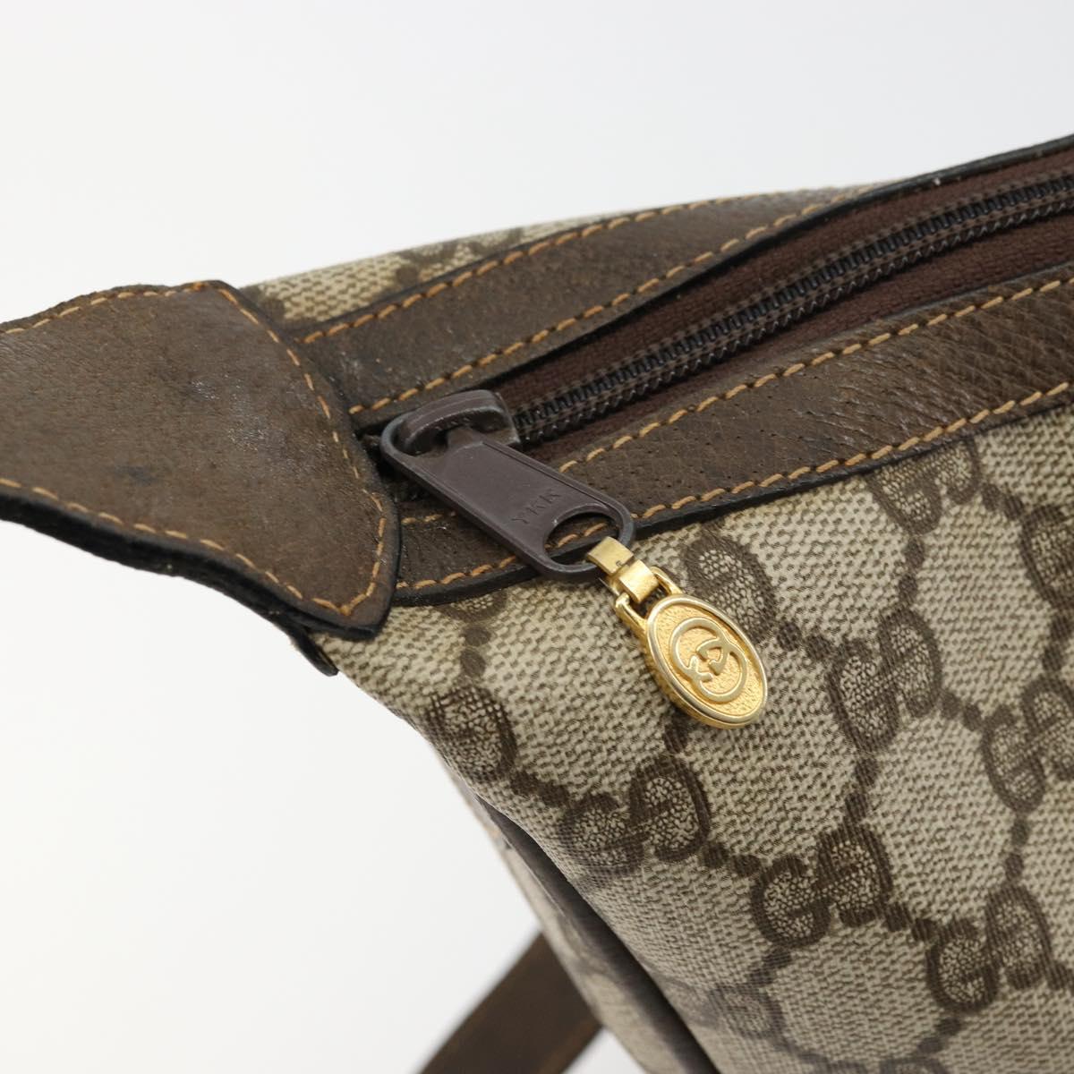 GUCCI GG Supreme Web Sherry Line Bag PVC Beige Gold 10 01 3840 Auth 180307