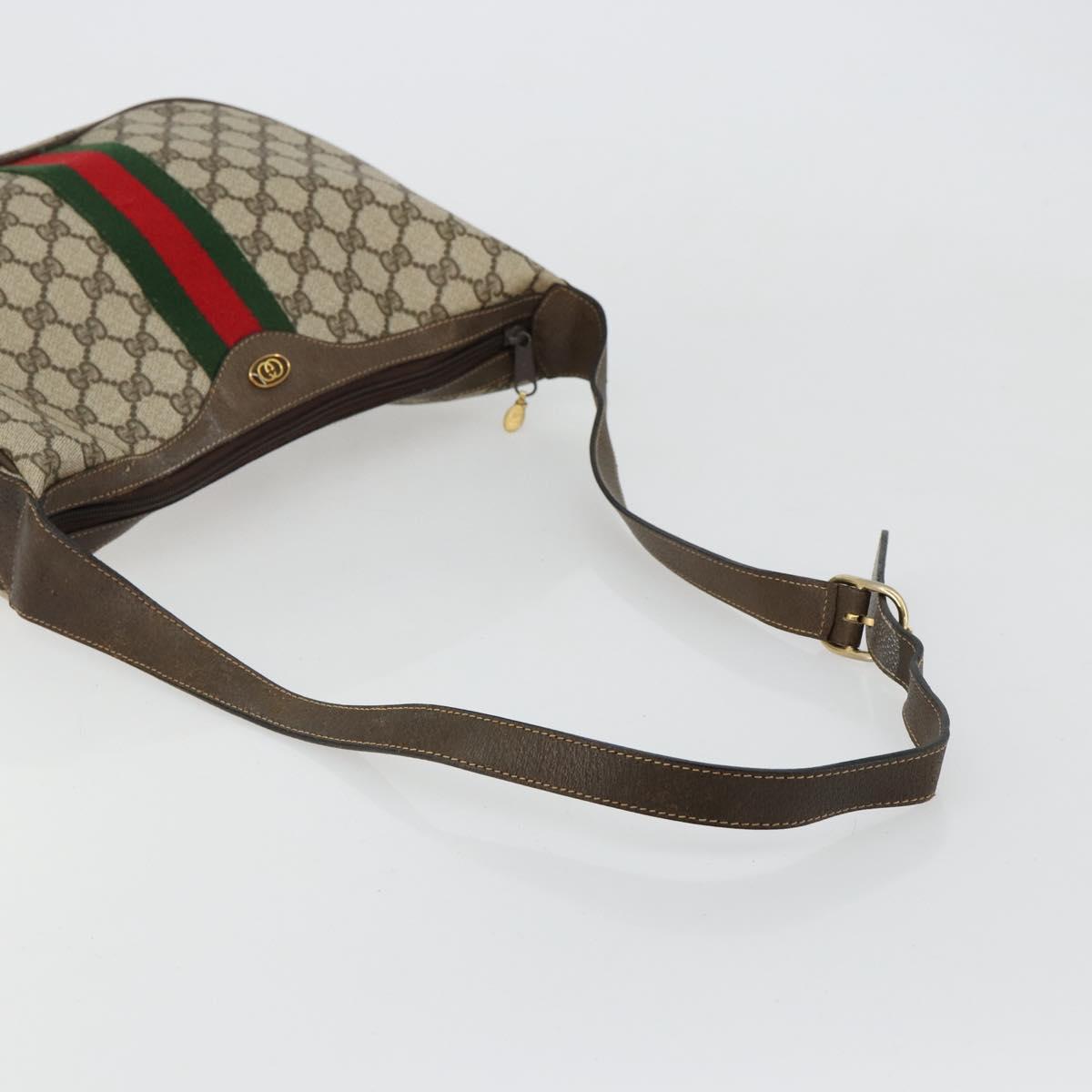 GUCCI GG Supreme Web Sherry Line Bag PVC Beige Gold 10 01 3840 Auth 180307