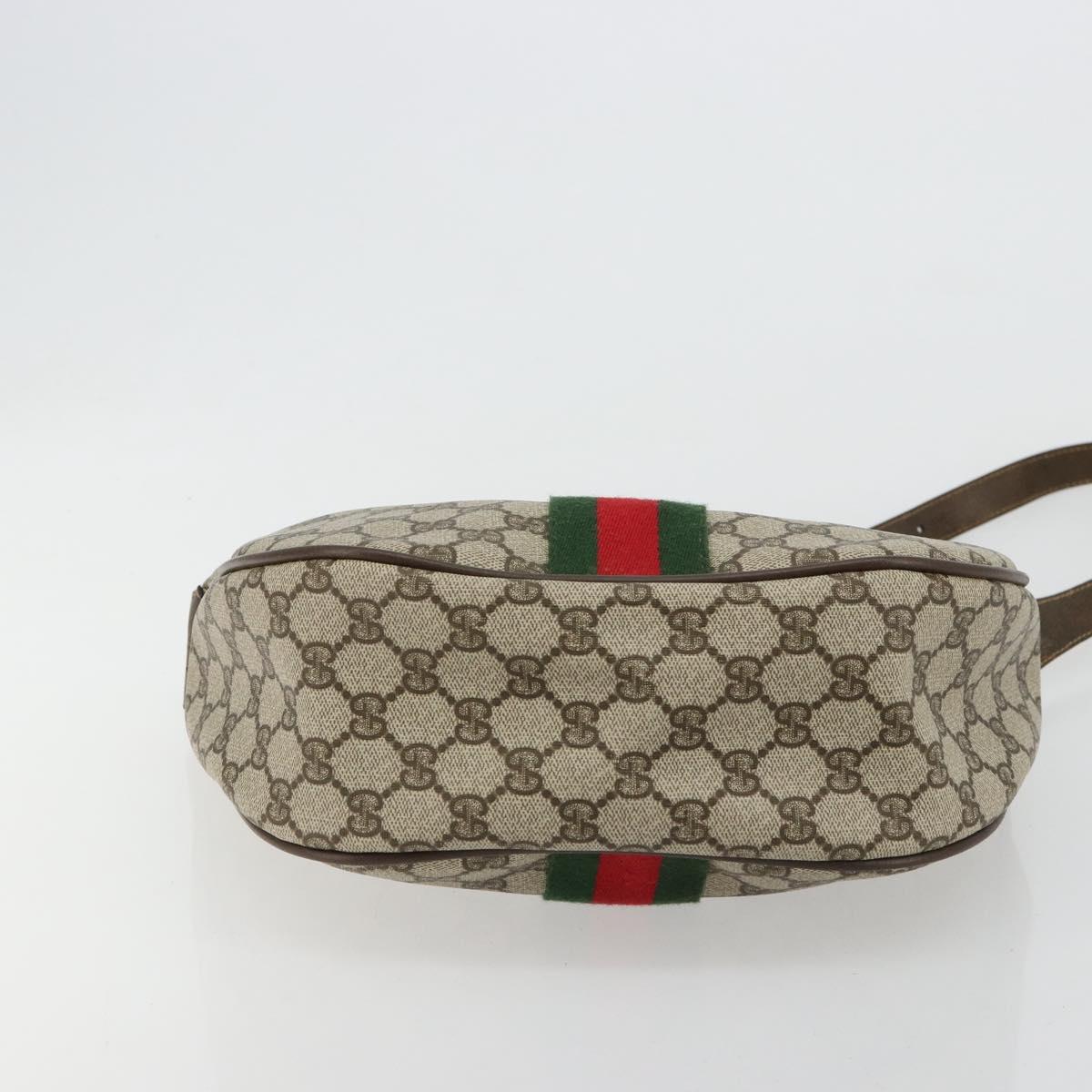 GUCCI GG Supreme Web Sherry Line Bag PVC Beige Gold 10 01 3840 Auth 180307