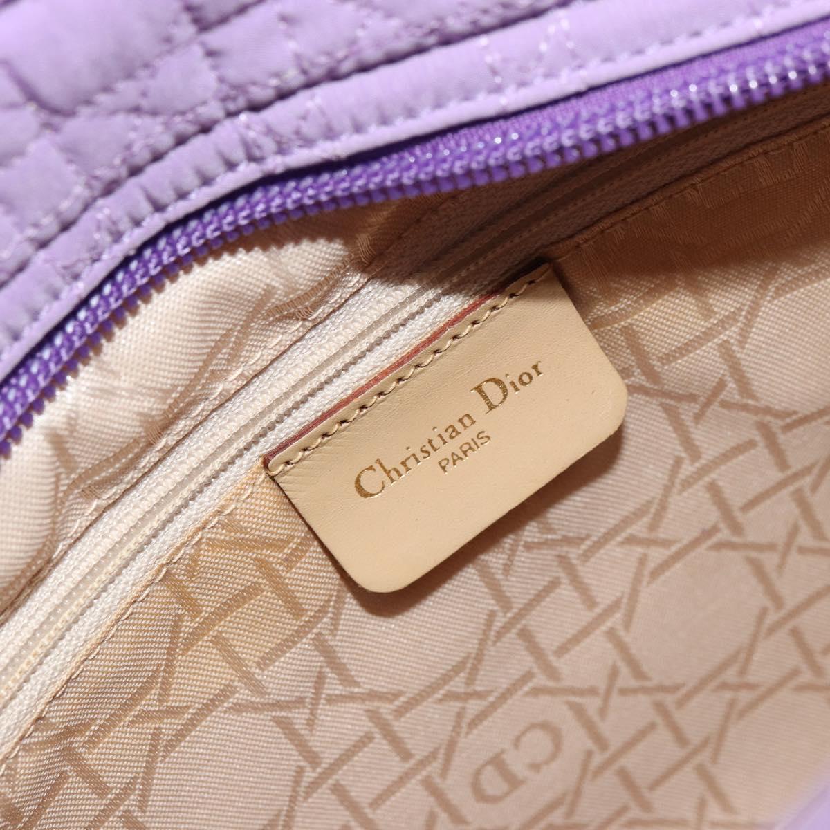 Christian Dior Canage Lady Dior Hand Bag Nylon Lavende Gold Auth 180308A