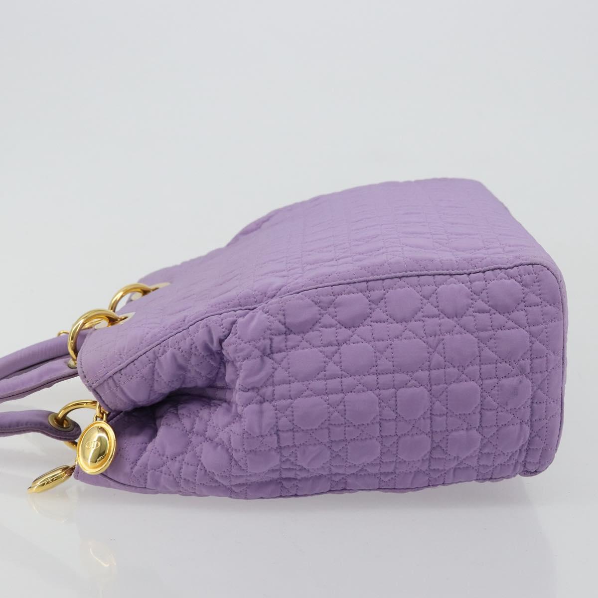 Christian Dior Canage Lady Dior Hand Bag Nylon Lavende Gold Auth 180308A
