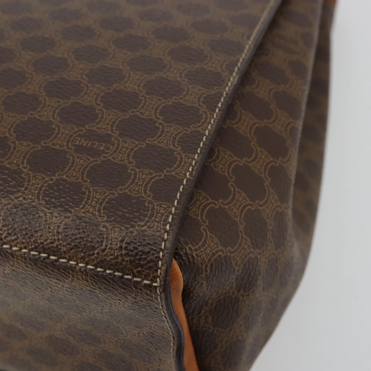 CELINE Macadam Canvas Medallion Hand Bag PVC Leather Brown Gold Auth 180312A