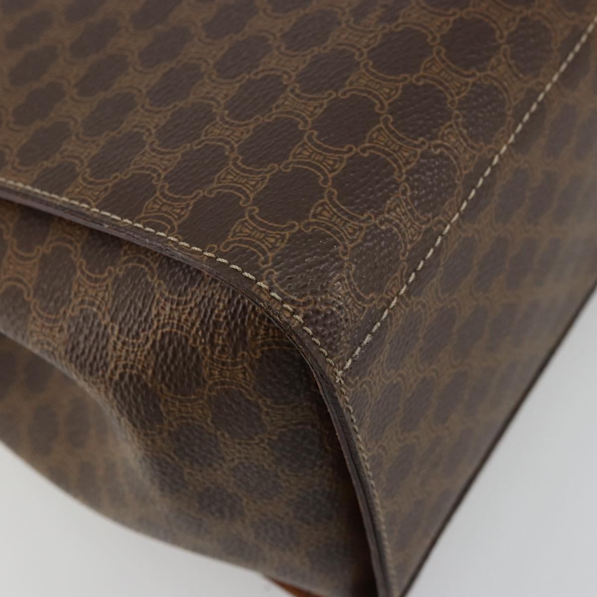 CELINE Macadam Canvas Medallion Hand Bag PVC Leather Brown Gold Auth 180312A