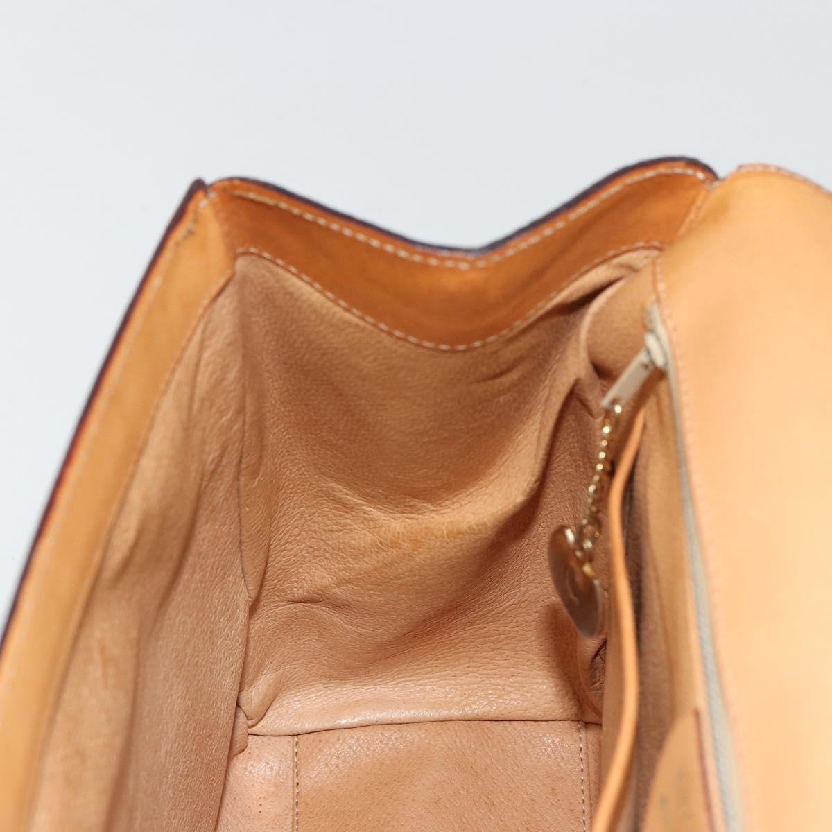 CELINE Macadam Canvas Medallion Hand Bag PVC Leather Brown Gold Auth 180312A