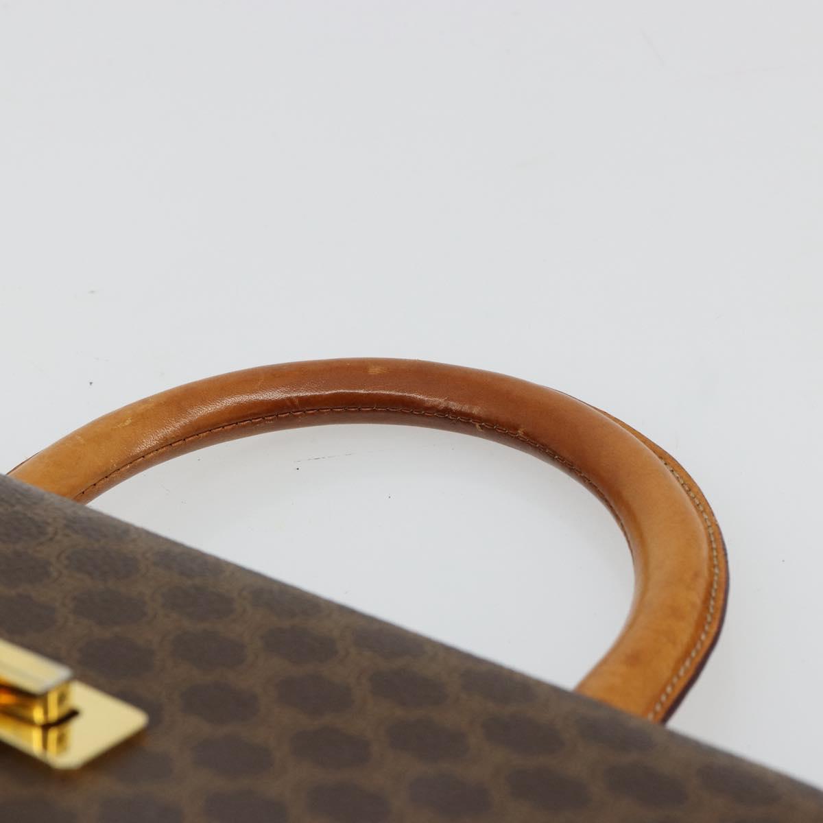CELINE Macadam Canvas Medallion Hand Bag PVC Leather Brown Gold Auth 180312A