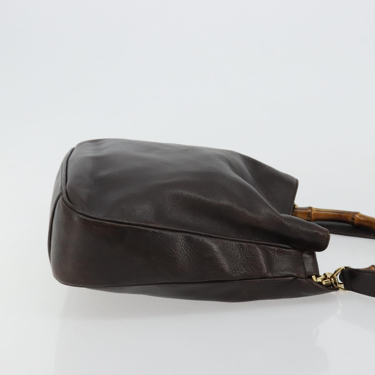 GUCCI Bamboo Shoulder Bag Leather 2way Brown Gold 001 1638 Auth 180326