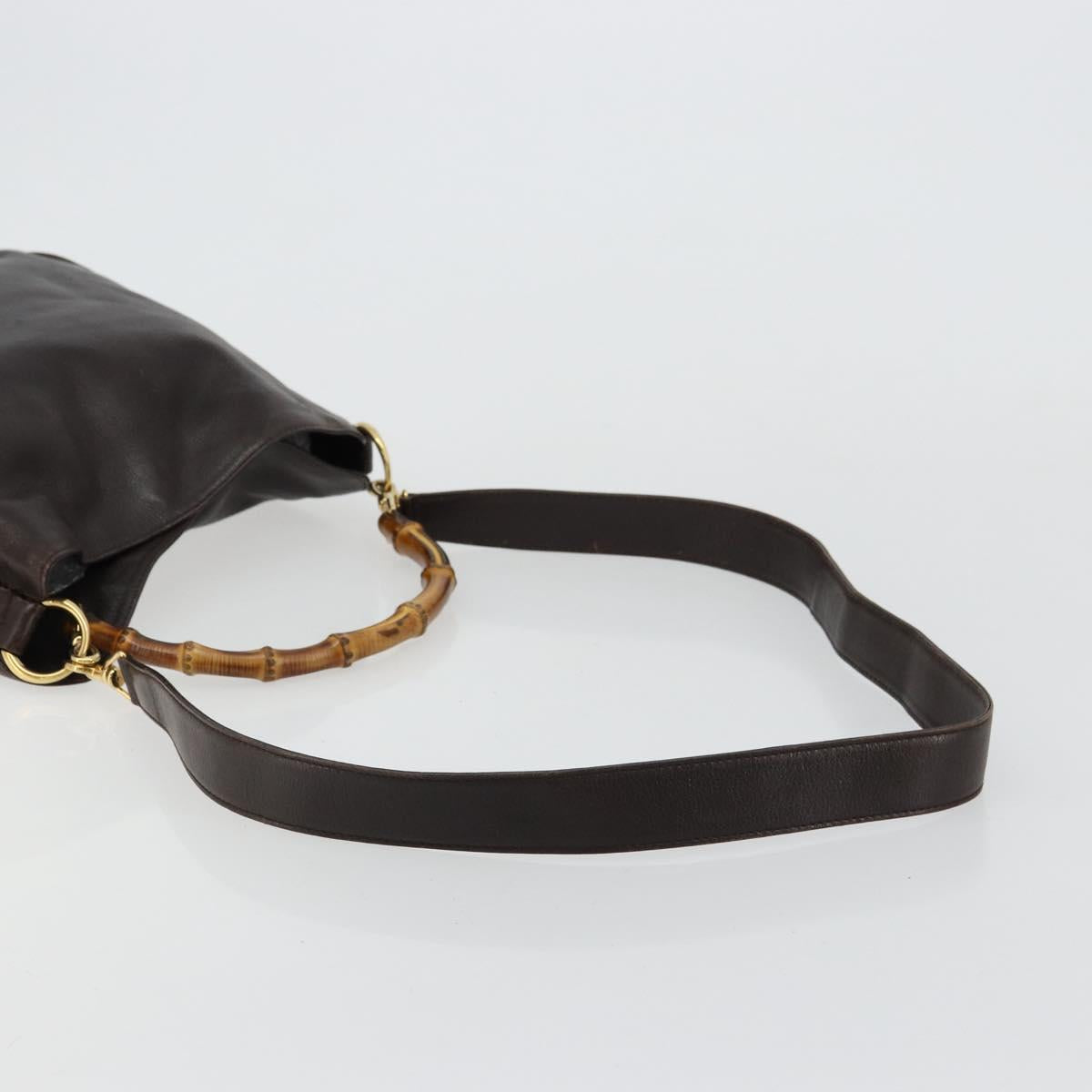 GUCCI Bamboo Shoulder Bag Leather 2way Brown Gold 001 1638 Auth 180326