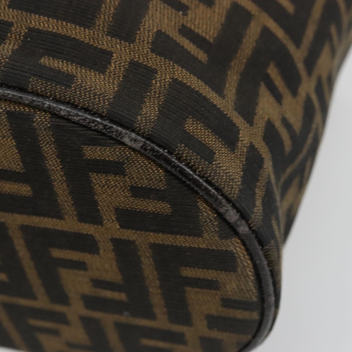 FENDI Zucca Canvas Vanity Hand Bag Black Brown Auth 180329