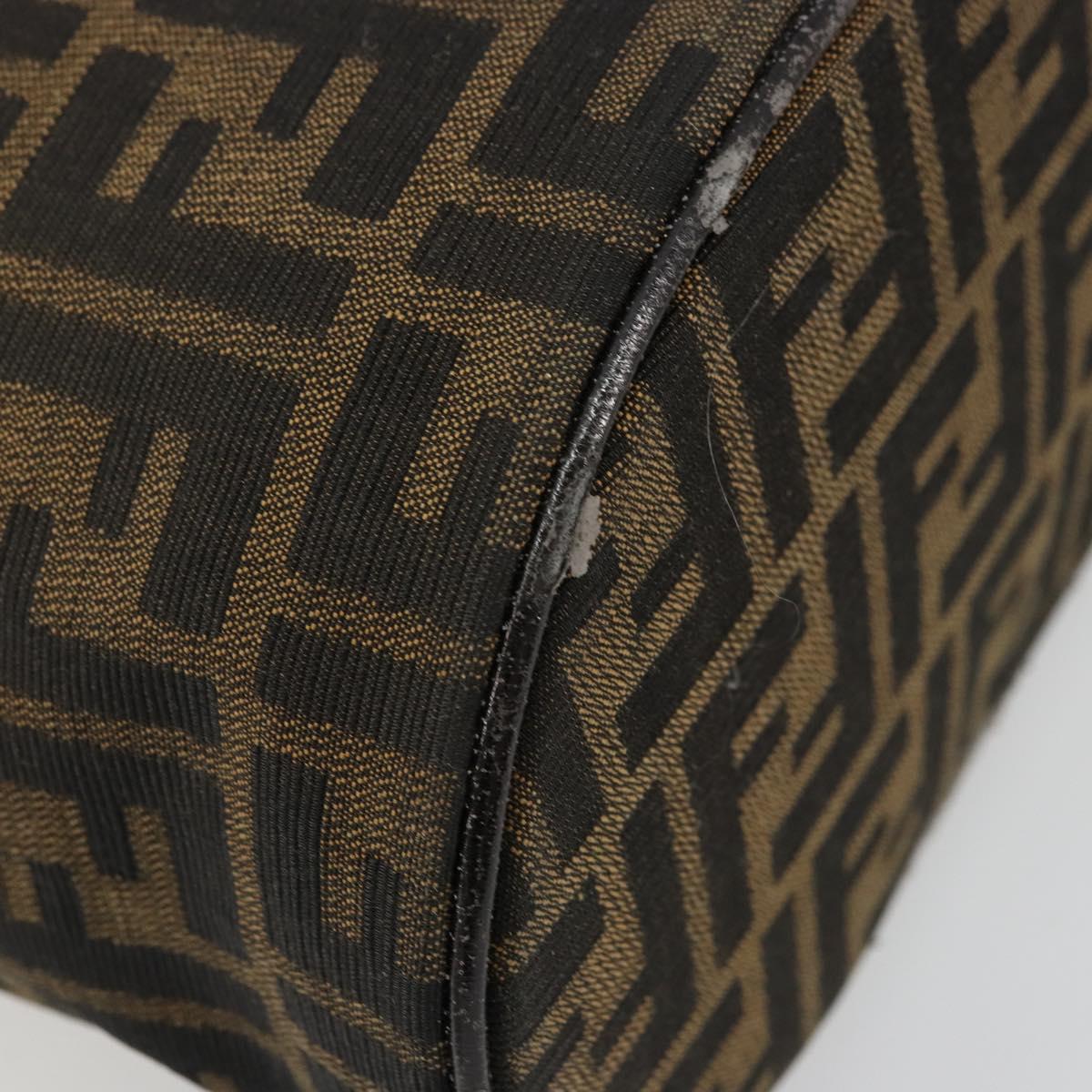 FENDI Zucca Canvas Vanity Hand Bag Black Brown Auth 180329