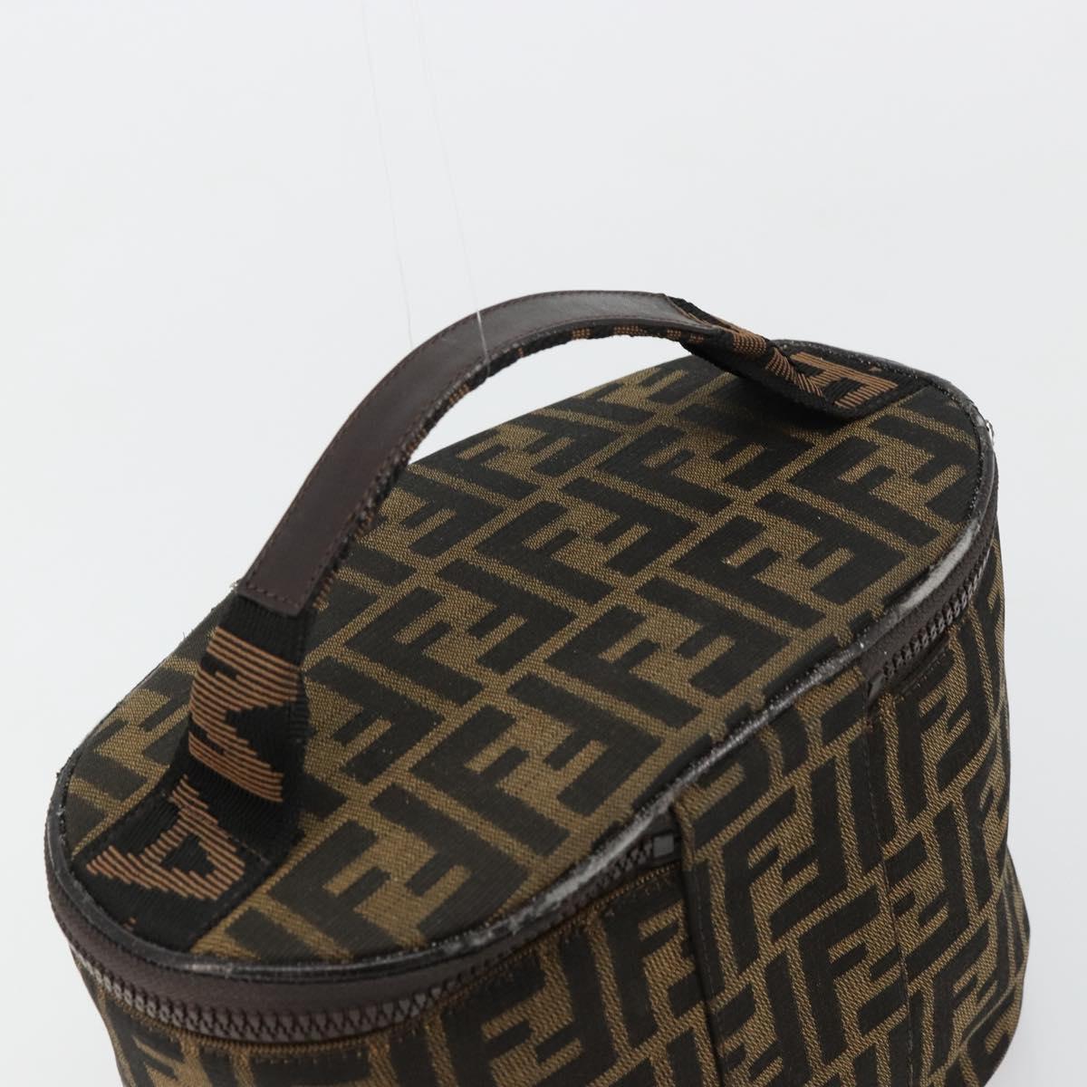 FENDI Zucca Canvas Vanity Hand Bag Black Brown Auth 180329