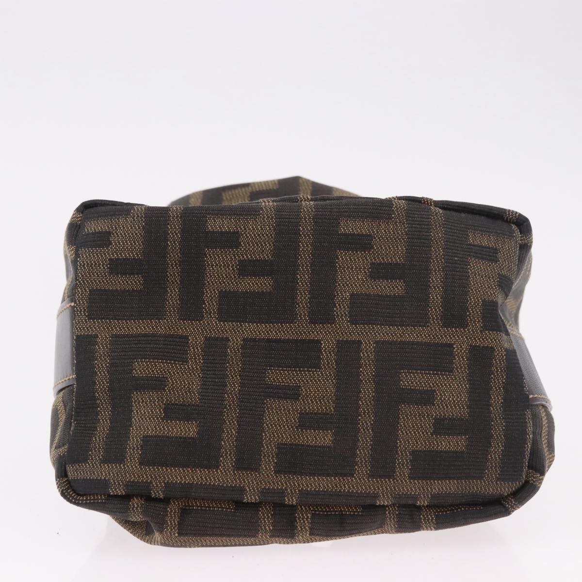 FENDI Zucca Canvas Vanity Hand Bag Black Brown Auth 180330