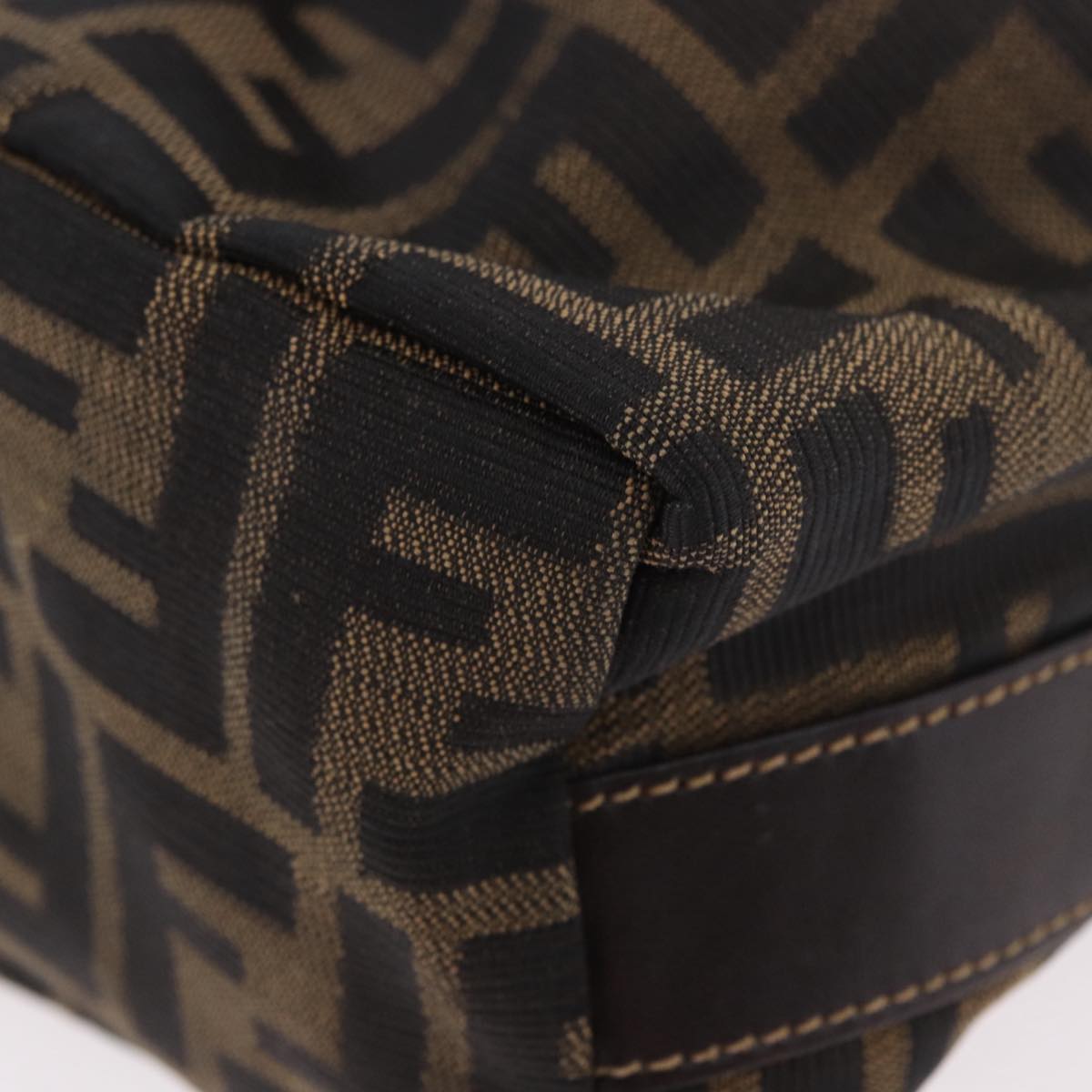 FENDI Zucca Canvas Vanity Hand Bag Black Brown Auth 180330