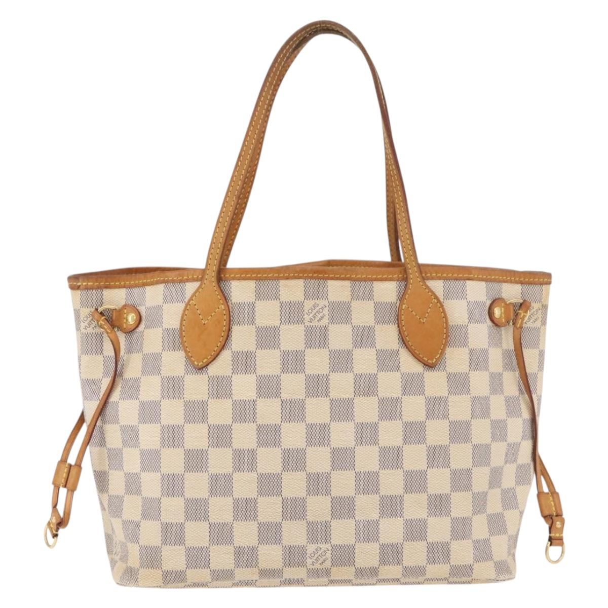 LOUIS VUITTON Damier Azur Neverfull PM Tote Bag N41362 LV Auth 180341