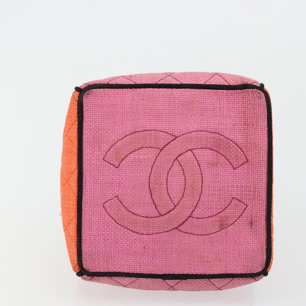 CHANEL Matelasse Chain Shoulder Bag Straw Multicolor Gold CC Auth 180344A