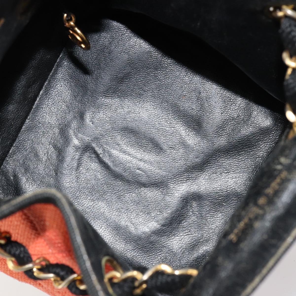 CHANEL Matelasse Chain Shoulder Bag Straw Multicolor Gold CC Auth 180344A