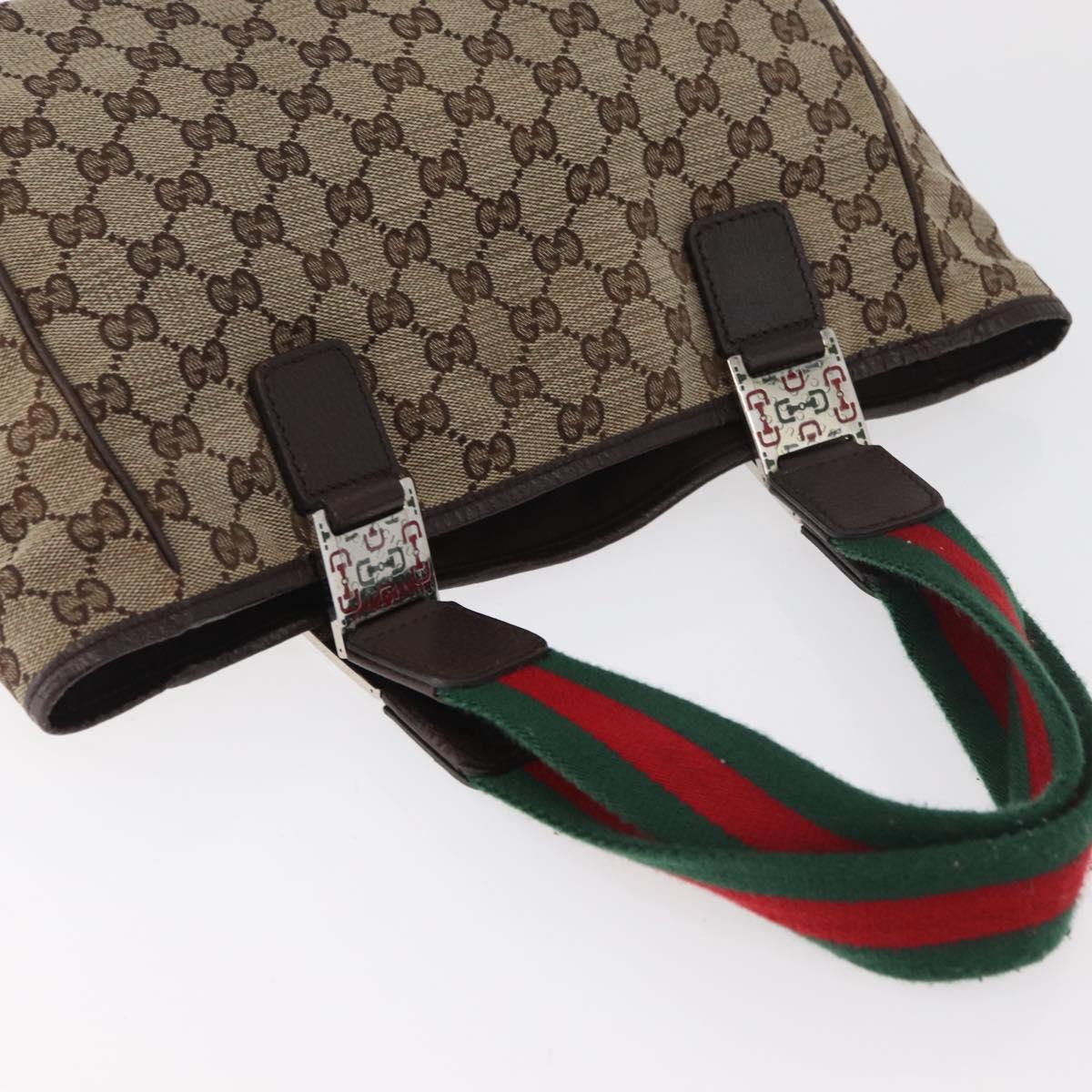 GUCCI GG Canvas Web Sherry Line Hand Bag Beige 145810 Auth 180354