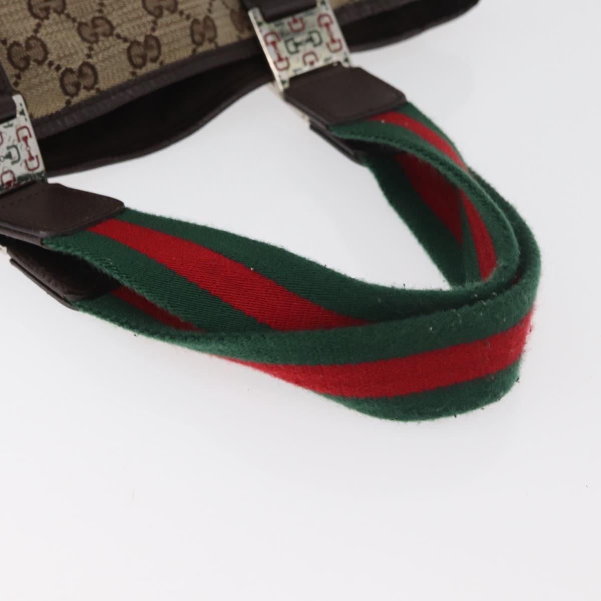 GUCCI GG Canvas Web Sherry Line Hand Bag Beige 145810 Auth 180354