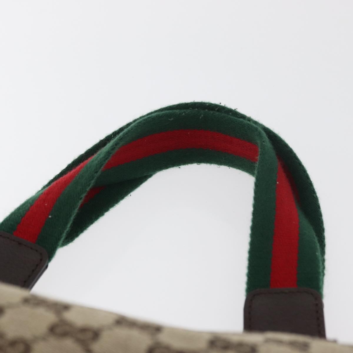 GUCCI GG Canvas Web Sherry Line Hand Bag Beige 145810 Auth 180354