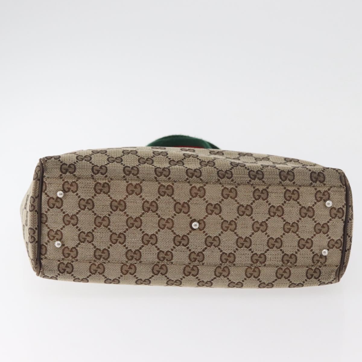 GUCCI GG Canvas Web Sherry Line Hand Bag Beige 145810 Auth 180354