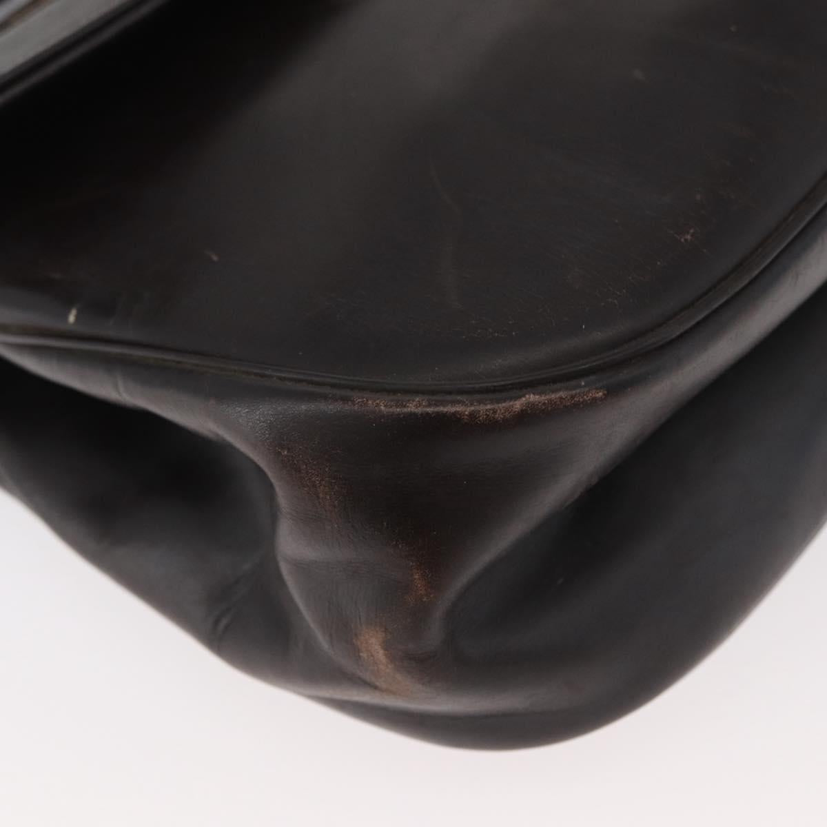 Christian Dior Hand Bag Calf Skin 2way Dark Brown Gold Auth 180355