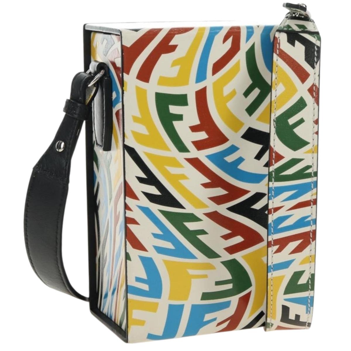 FENDI Zucca Canvas Vertigo Shoulder Bag PVC Multicolor Silver Auth 180356M