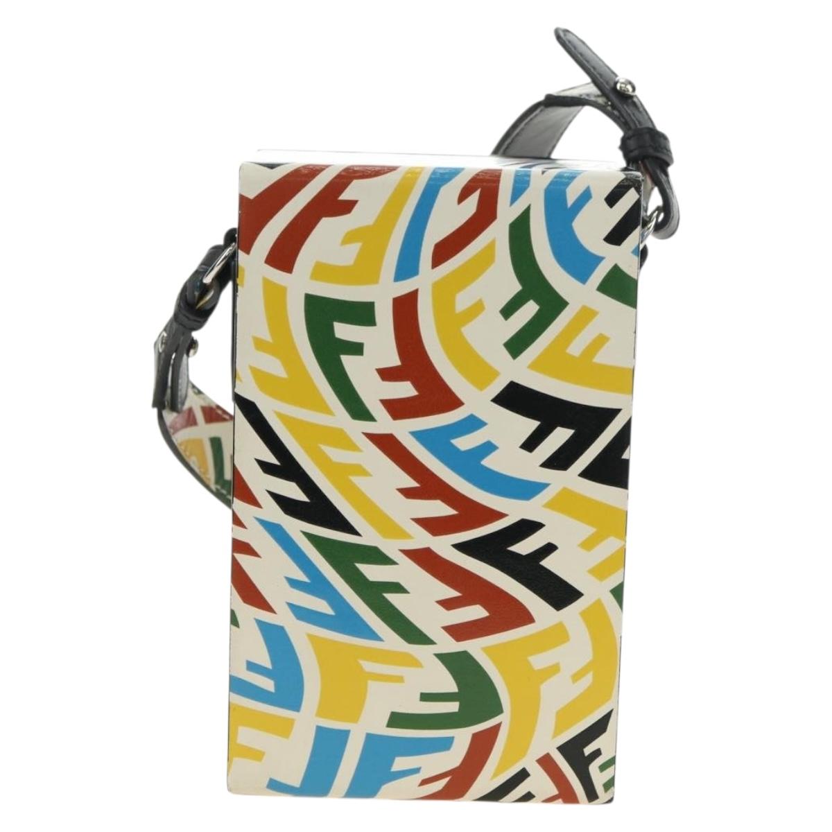 FENDI Zucca Canvas Vertigo Shoulder Bag PVC Multicolor Silver Auth 180356M