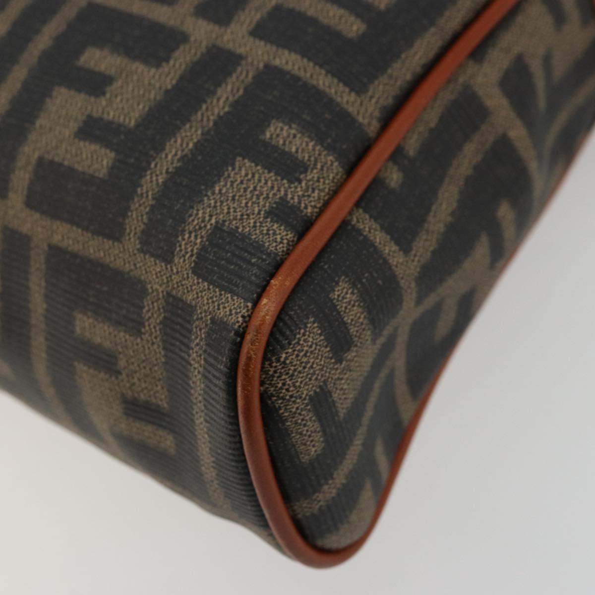 FENDI Zucca Canvas Shoulder Bag PVC Black Brown Auth 180358A