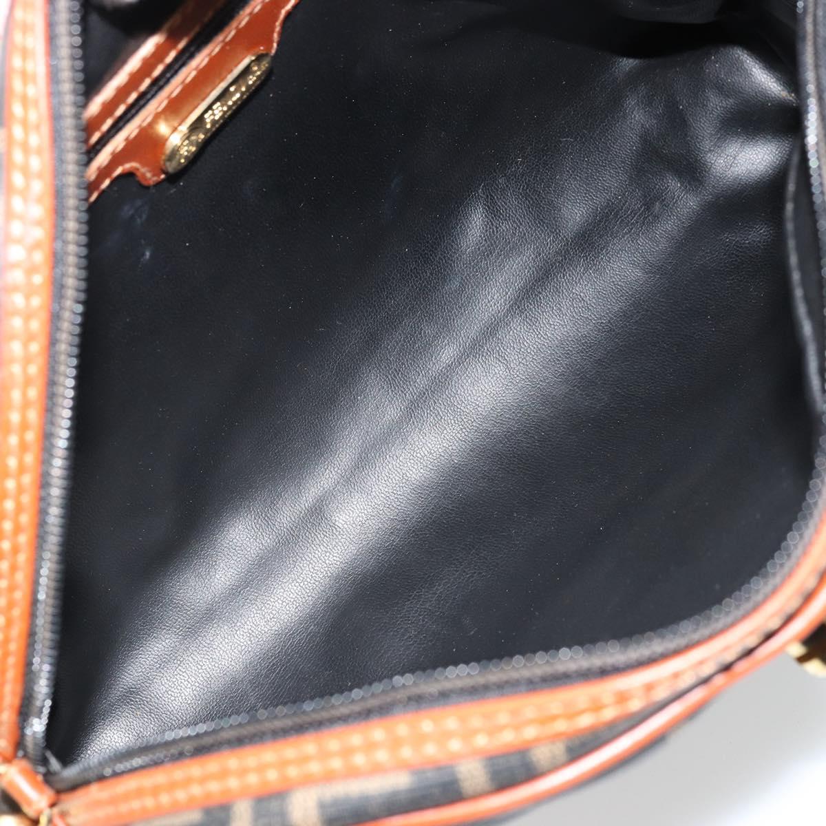 FENDI Zucca Canvas Shoulder Bag PVC Black Brown Auth 180358A