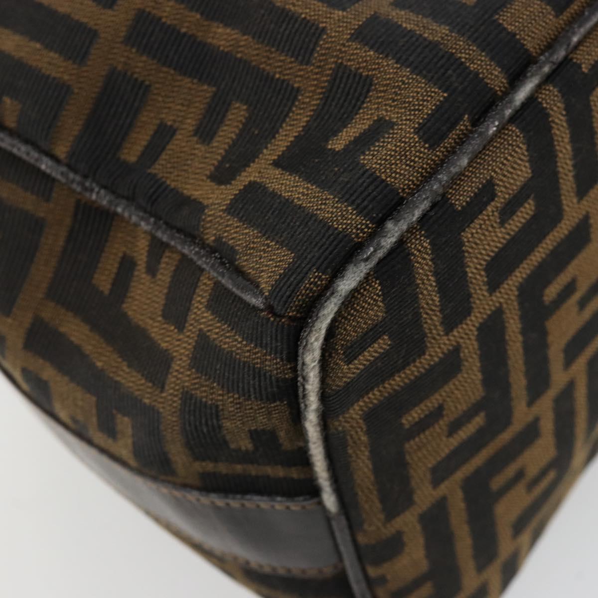 FENDI Zucca Canvas Hand Bag Brown Black Auth 180359