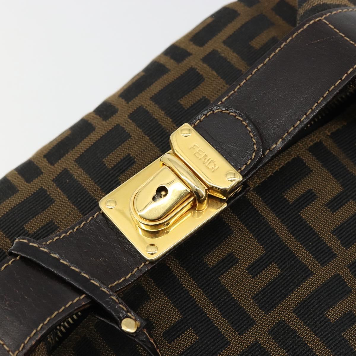 FENDI Zucca Canvas Hand Bag Brown Black Auth 180359