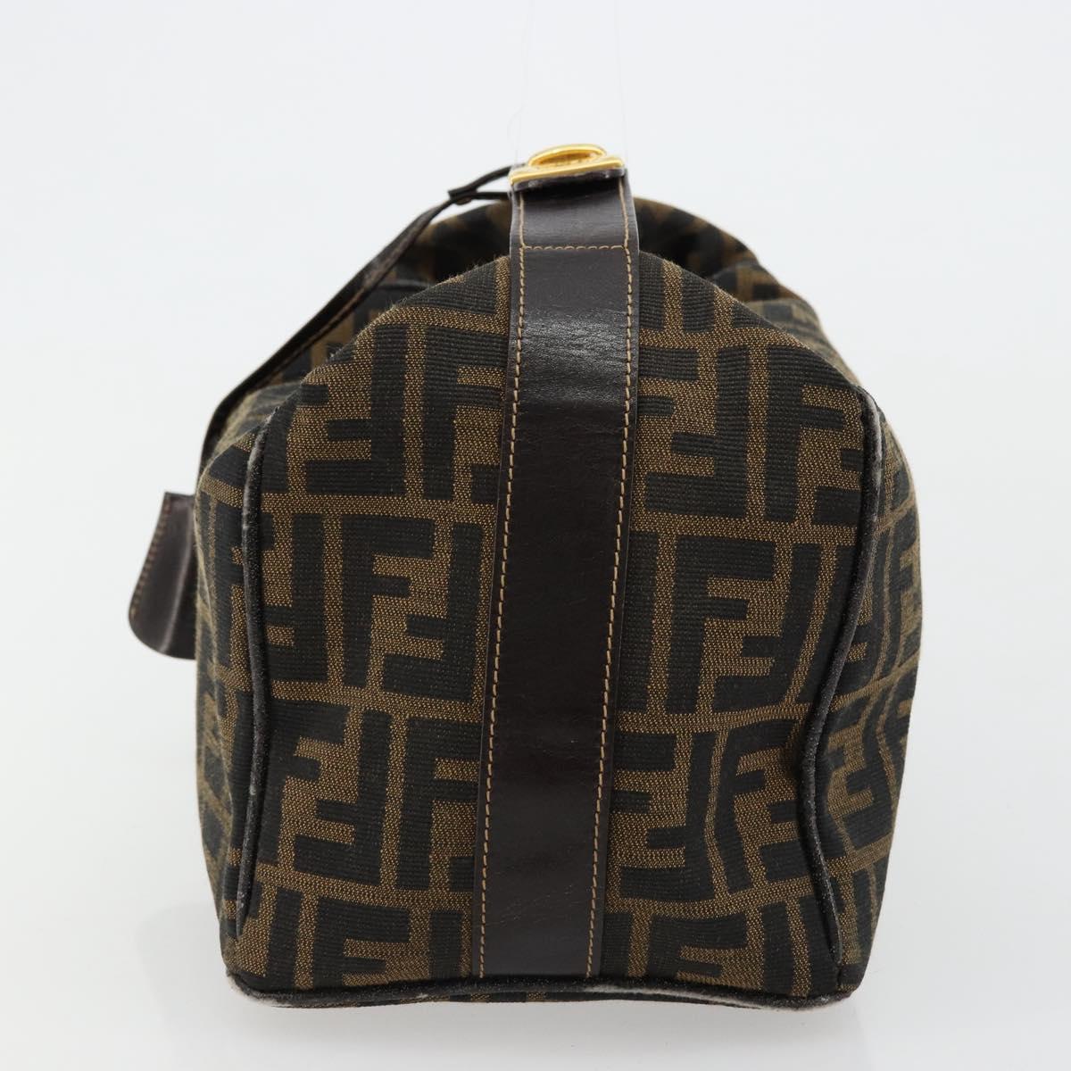 FENDI Zucca Canvas Hand Bag Brown Black Auth 180359