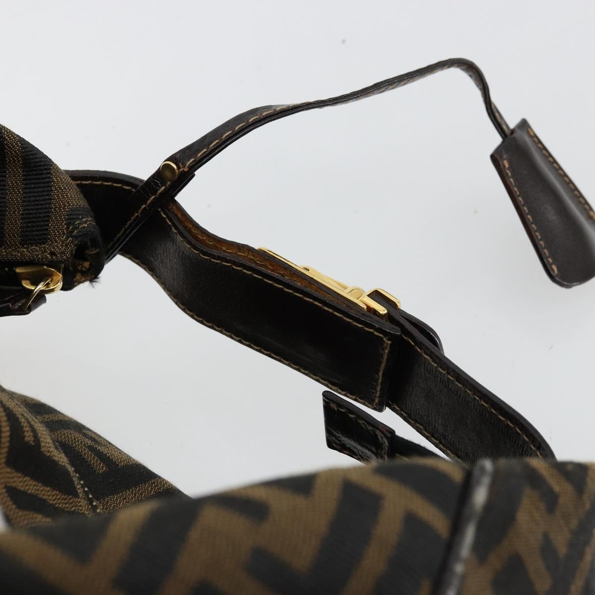 FENDI Zucca Canvas Hand Bag Brown Black Auth 180359