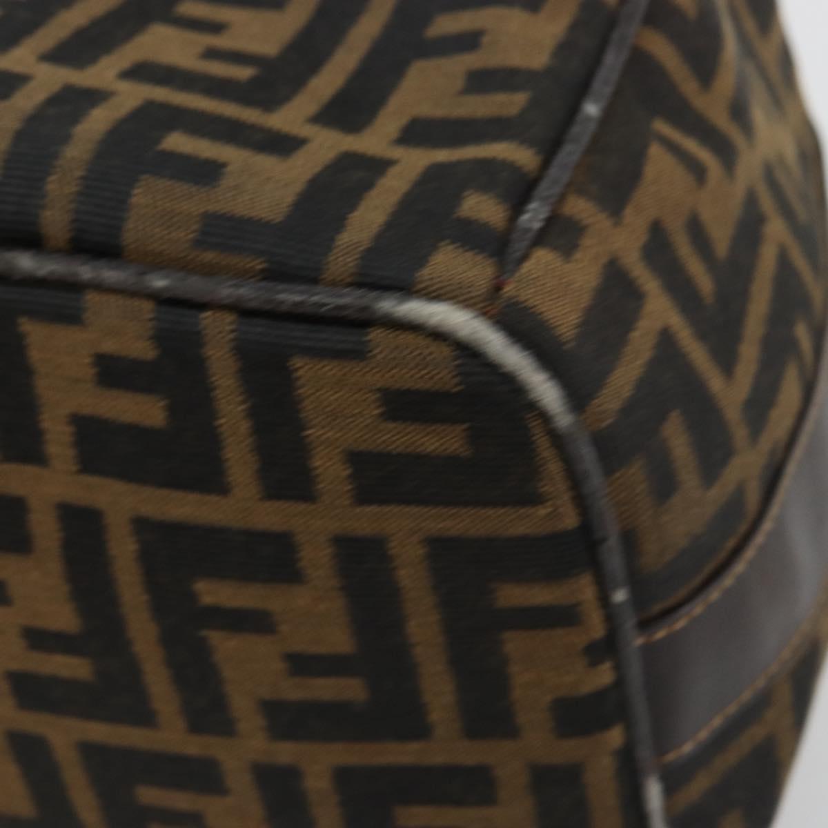 FENDI Zucca Canvas Hand Bag Brown Black Auth 180359