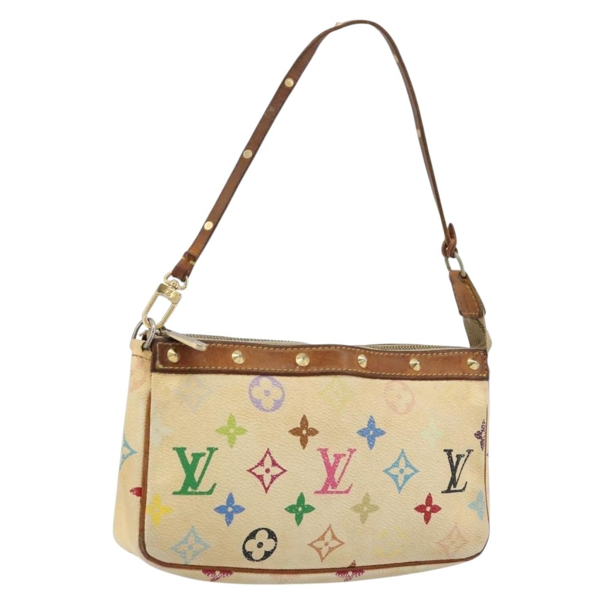 LOUIS VUITTON Monogram Multicolor Pochette Pouch White M92649 LV Auth 180382
